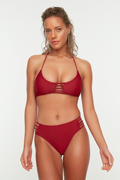 Trendyol Collection Claret Red Piping Λεπτομερές σετ μπικίνι TBESS22BT0033