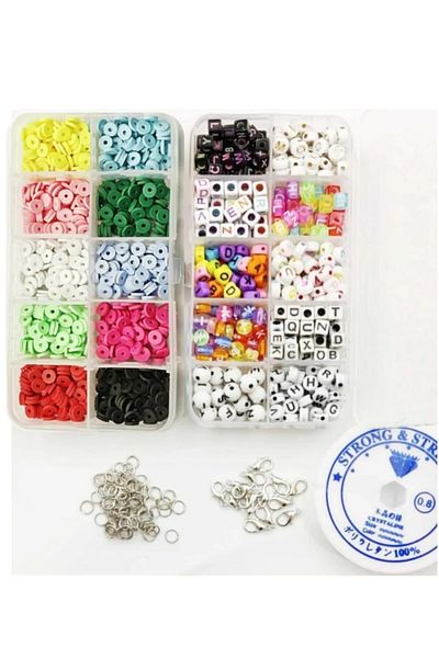 yiğit aksesuar Box Fimo Beads and Letter Beads Jewelry Making Set
