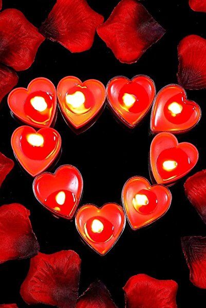 BEST PARTİ DOĞUM GÜNÜ PARTİ SÜSLERİ Tealight Mum 50'li Kalpli Kırmızı Yer Mum...