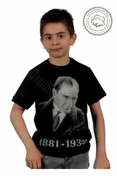 Exve Exclusive Μαύρο Παιδικό T-Shirt Ata Tshirt με στάμπα με βάση το νερό Ataturk