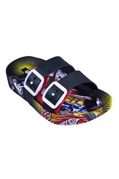 GEZER Erkek Çocuk Siyah Kaydırmaz Taban Günlük Plaj Havuz Banyo Terliği