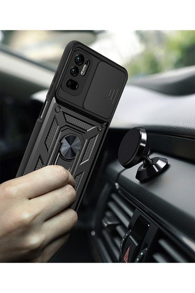Fibaks حافظة لهاتف Redmi Note 10 5g مع درع حماية للكاميرا مع حلقة انزلاقية