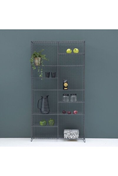 GO DEKOR Metal Kitaplık/ Vitrin 160 5 X 80 Cm Grid Maison Tilleul - Antrasit