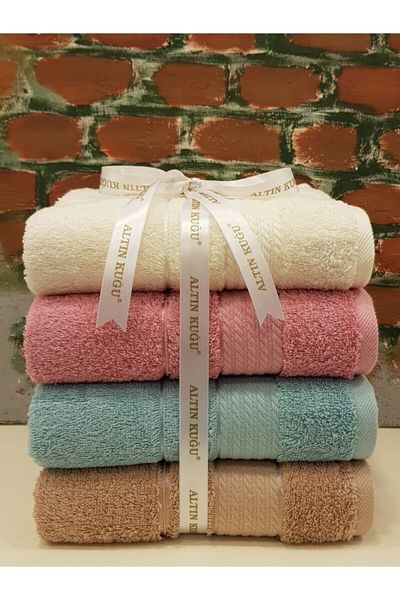 Özdilek Trendy Towel 4 Pieces - A.coffee Dark Water Green Pink Cream