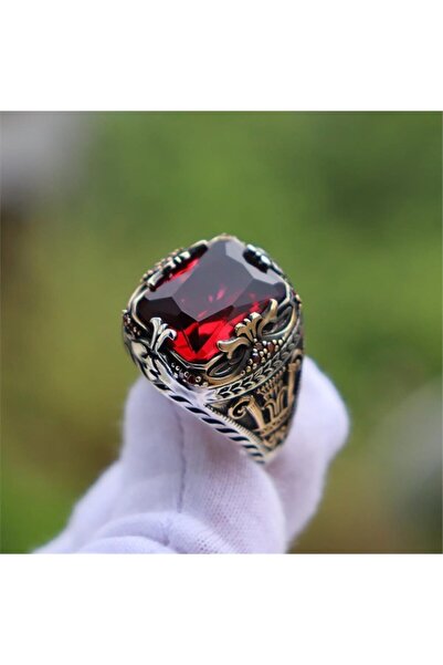 ALYANSEVİM Kırmızı Zirkon Taşlı Gümüş Yüzük