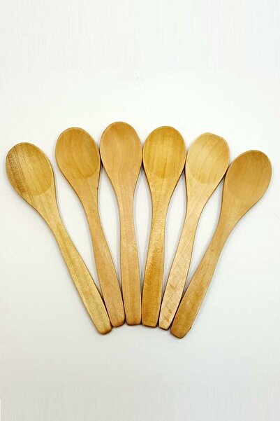 AKCAKESE 6'lı Ahşap Tahta Mini Çay Tatlı Kaşık