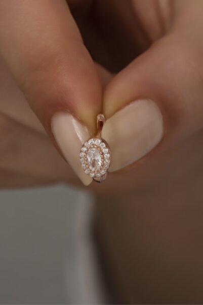 Nereze 925 Ayar Gümüş Minik Oval Zirkon Taşlı Tektaş Küpe