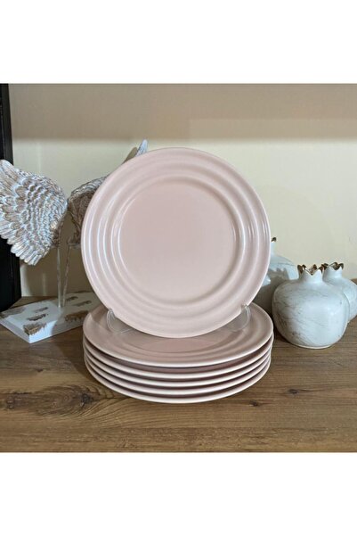 ZAGİ HOME 6'lı Porselen Pembe Pasta Tabağı 20 Cm