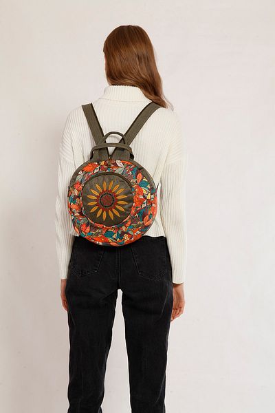 Street Bag Fargin Ethnic Authentic Patterned Round Backpack Embroidered Bohemian Style Backpack