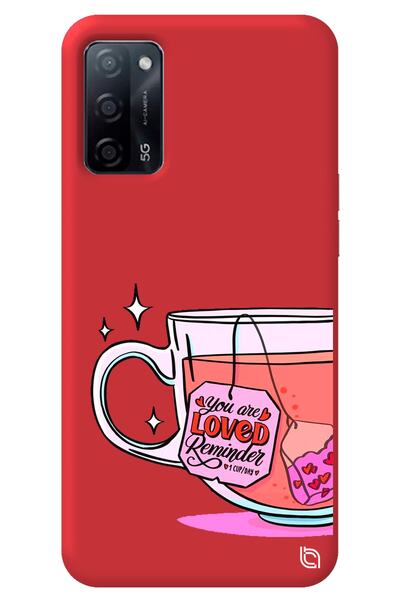 WANNA PROTECT Oppo A52 Red Color Premium Velvet Inside Tea Patterned Silicone...