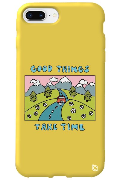 WANNA PROTECT iPhone 8 Plus Yellow Color Premium Velvet Inside Take Time Patt...