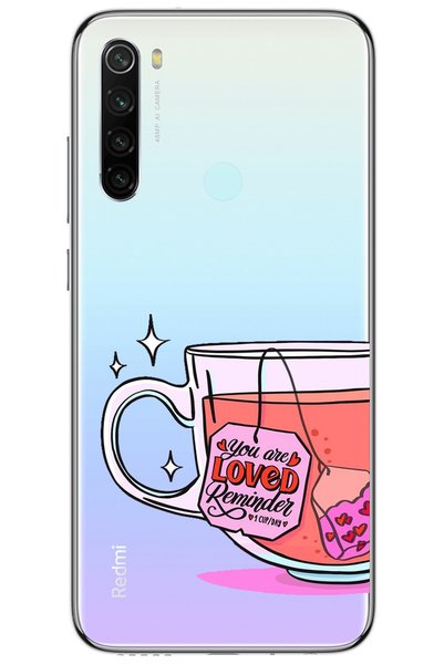 WANNA PROTECT جراب سيليكون شفاف لهاتف Xiaomi Redmi Note 8 بنمط الشاي
