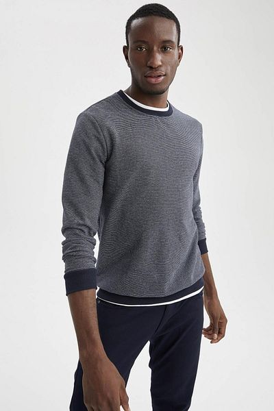 DeFacto Slim Fit Crew λαιμόκοψη μακρυμάνικο Basic T-shirt