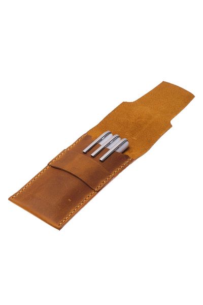 REON CRAFT Handmade Genuine Leather Pen Holder Camel