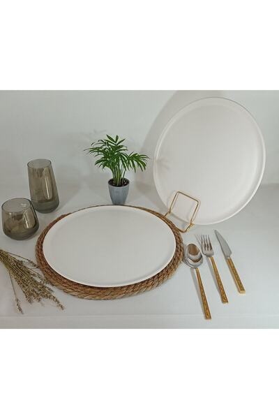 Keramika 32 Cm Mat Beyaz Servis Tabağı 2 Adet