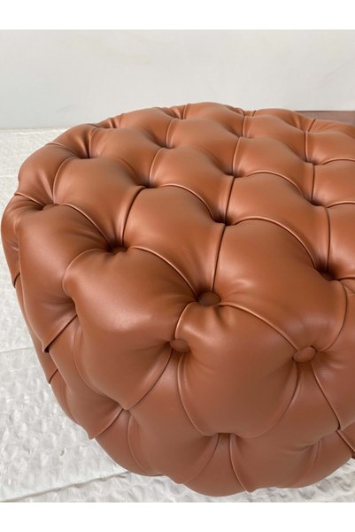 PUFHOME Oxo Orta Puf (60CM) - Suni Deri