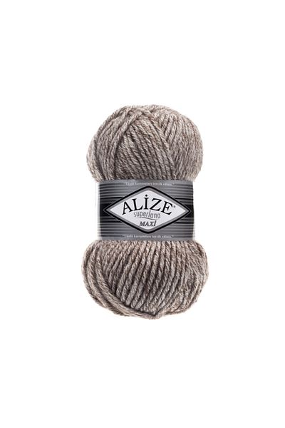 Alize Superlana Maxi 25% Μαλλί - 75% Ακρυλικό / 100 gr - 100 M Weft Beanie για Πλεκτό 803 Jaspe Milk Coffee
