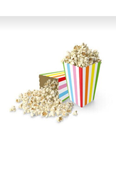 turkuaz parti علبة فشار مخططة ملونة 8 قطع