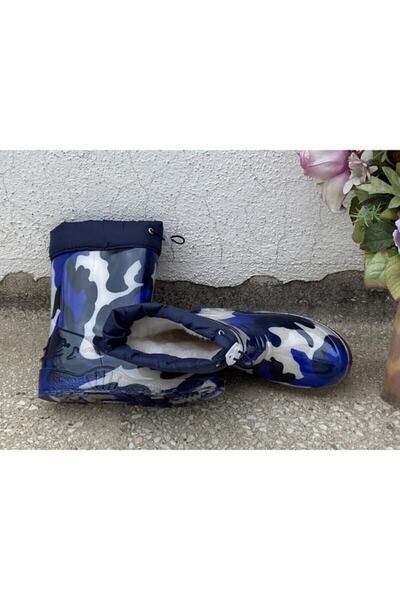 Topçuoğlu Kundura Blue Camouflage Boy's Rain Boots Waterproof