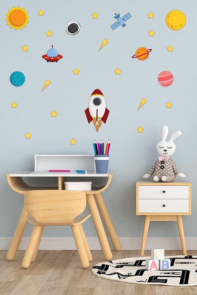 Tilki Dünyası Planets, Spacecraft, Satellites, Meteorites And Stars Deco Kids Room Wall Sticker