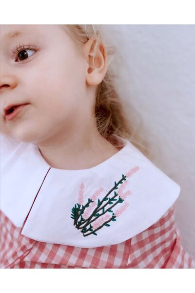 le petit sole Kız Çocuk Lavanta Yakalı Pembe Elbise