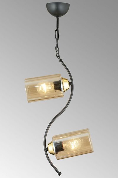 SONSUZ AYDINLATMA&AVİZE 2-Piece Black Melis Cylinder Glass Downward Facing Luxury Chandelier