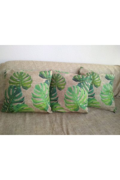 Ayşemce Camel Sole Patterned Throw Pillow Cover, 3 Pieces