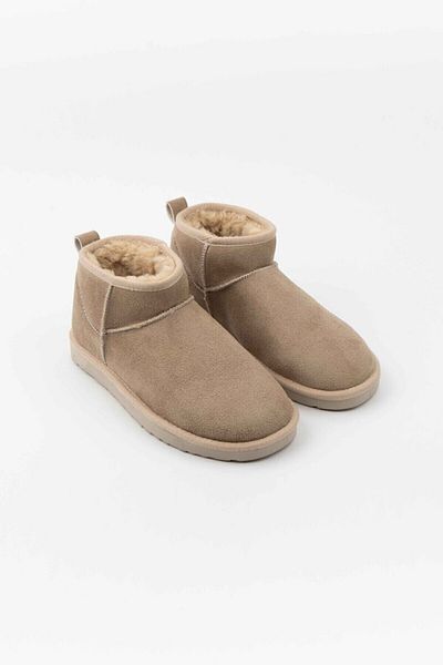 coolsteps Women's Beige Suede Ankle Boots with Hairy Thick Sole Shoes