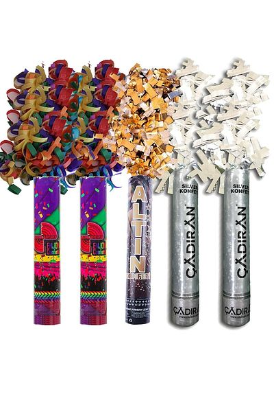 Parti dolabı 5 Pieces Confetti 3 Types: 2 Carnival + 1 Gold + 1 Silver Gray Confetti Dial 30cm