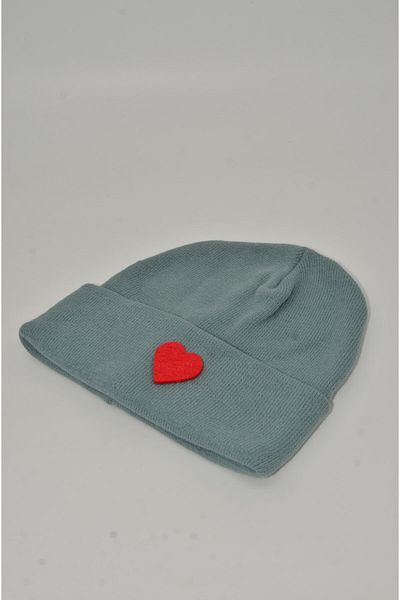 mottomia New Year/Valentine's Day Special Collection Pink Heart Figured Ocean Blue Color Unisex Beanie