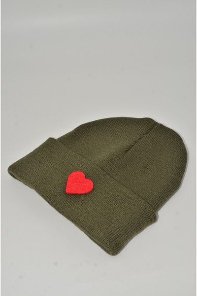 mottomia New Year/Valentine's Day Special Pink Heart Figured Dark Green Color Unisex Beret