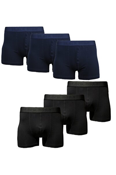 Blackbear Erkek Boxer Likralı Ultra Rahat 6 lı Siyah Lacivert Paket