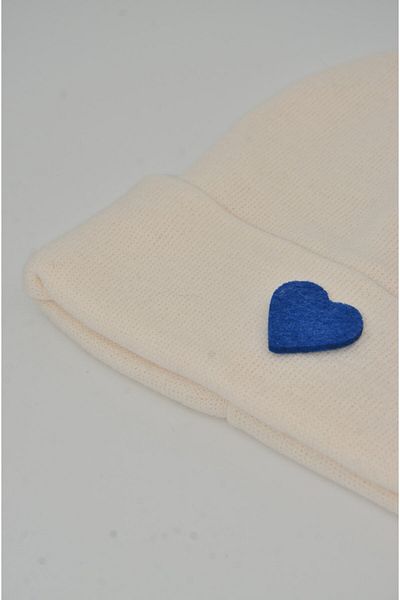 mottomia New Year/Valentine's Day Special Blue Heart Figured Cream/white Color Unisex Beret