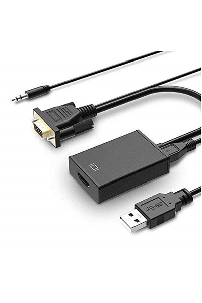 Genel Markalar 4310 Vga To Hdmi Laptop Pc Çevirici Dönüştürücü Adaptör Kablos...