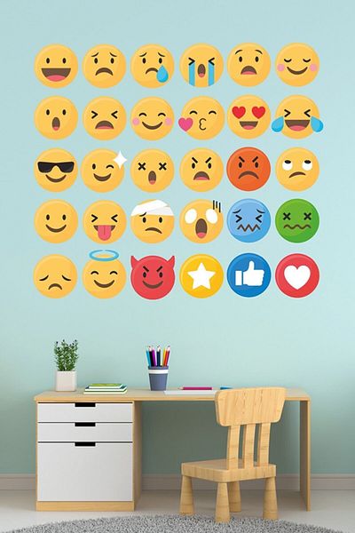 Tilki Dünyası Emoji Deco Kids Room Wall Sticker