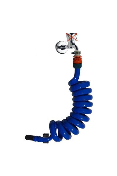 PLASYAY Spiral WC Bathroom Balcony Washing Hose Set with Wall Fixing 2 Meters Blue