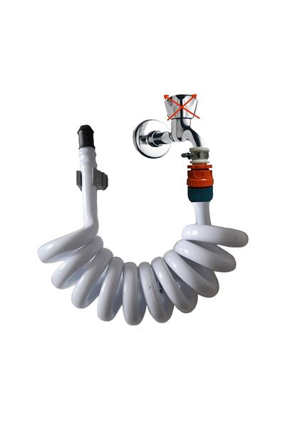 PLASYAY Spiral WC Bathroom Balcony Washing Hose Set with Wall Fixing 4 Meters White