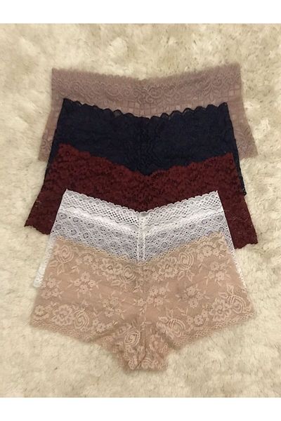 mendoza store Дамски комплект от 5 дантелени бикини и боксерки, размер M-L