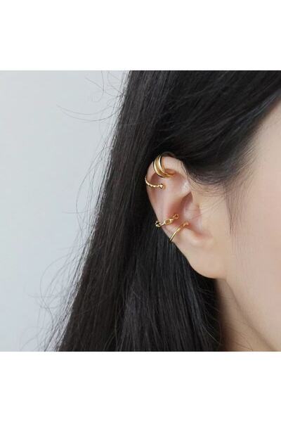 AKCstore Tetras C Kıkırdak Küpe - 1 No (925 AYAR)