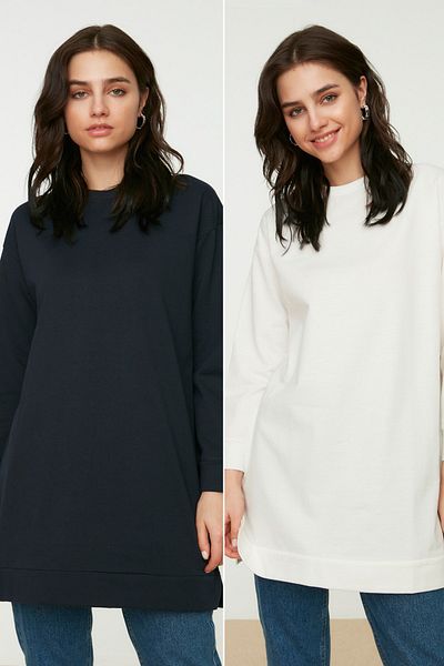 Trendyol Modest Sweatshirt - Navy blue - Regular fit