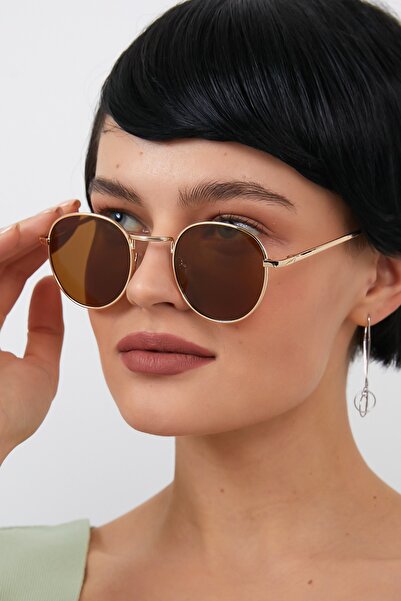 ModaLand Round Oval Kahverengi Güneş Gözlüğü