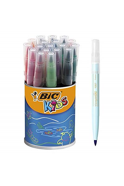 Bic Visa Brush Tip Felt Crayons, 18-Piece Jar