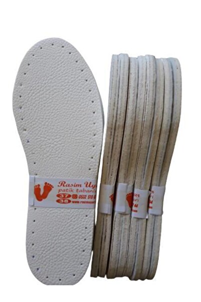 Genel Markalar 5 Çift Beyaz 3 Katmanlı Patik Tabanı - Hazır Delikli Örgü Tabanlı -SUNİ Deri EVA Keçe