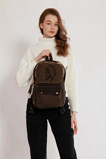 Street Bag Kızılderili Nakışlı Sırt Çantası Günlük Kullanım Seyahat
