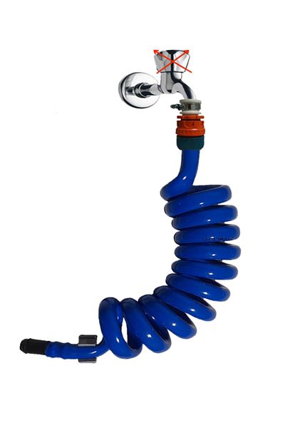 PLASYAY Spiral WC Bathroom Balcony Washing Hose Set with Wall Fixing 3 m Blue