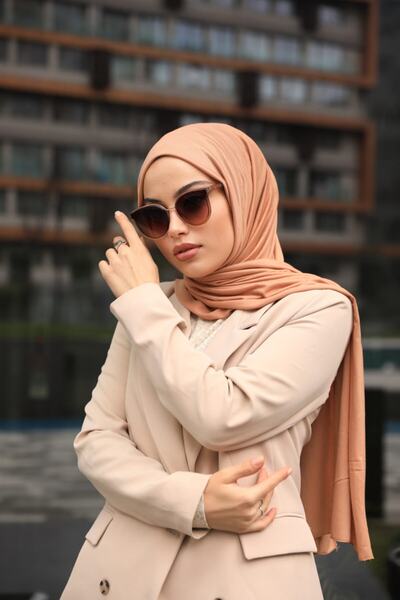 Organic Scarfs Μοντέλο Hijab με χτενισμένο βαμβακερό χιτζάμπ - Τριαντάφυλλο