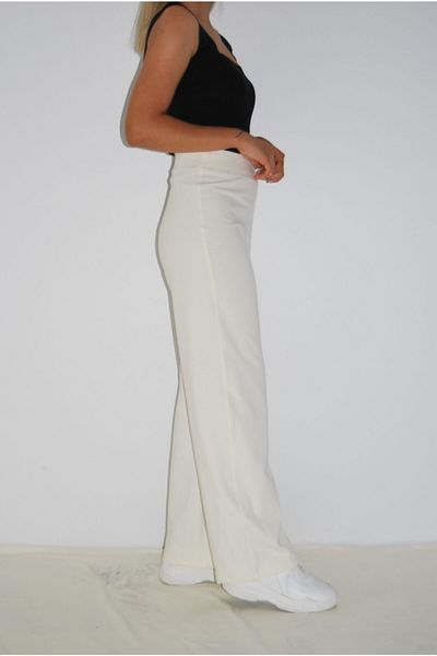 MGS LİFE Women's Wide Leg Elastic Waist Knitted Trousers