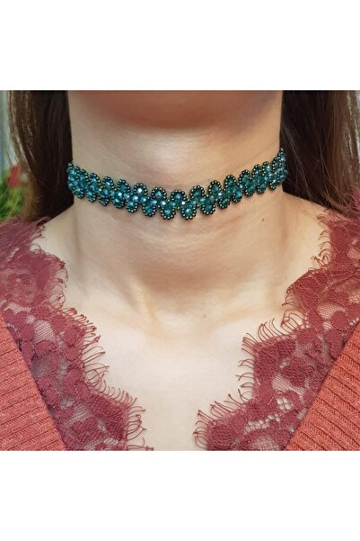 Handmade By HLY قلادة مطرقة مصنوعة يدويًا من حجر الكريستال الأخضر