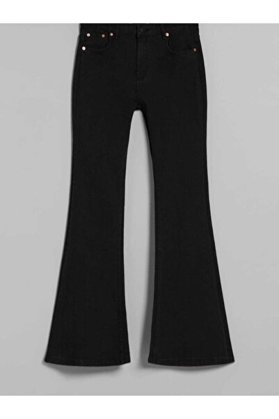 SANTA BELLA Betty Ispanyol Paça Siyah Jean Ekstra Likra Bayan Yüksek Bel Uzun Bacak (toparlayıcı)