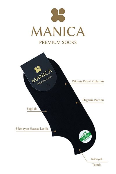 MANICA Дамски бамбукови чорапи за маратонки - черни